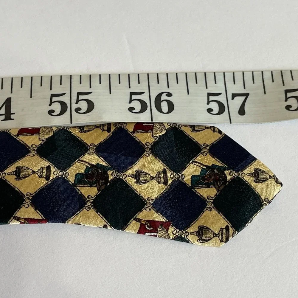 Cromley & Finch London GOLF CLUB TROPHY Necktie Silk Burgundy Navy Green Vintage